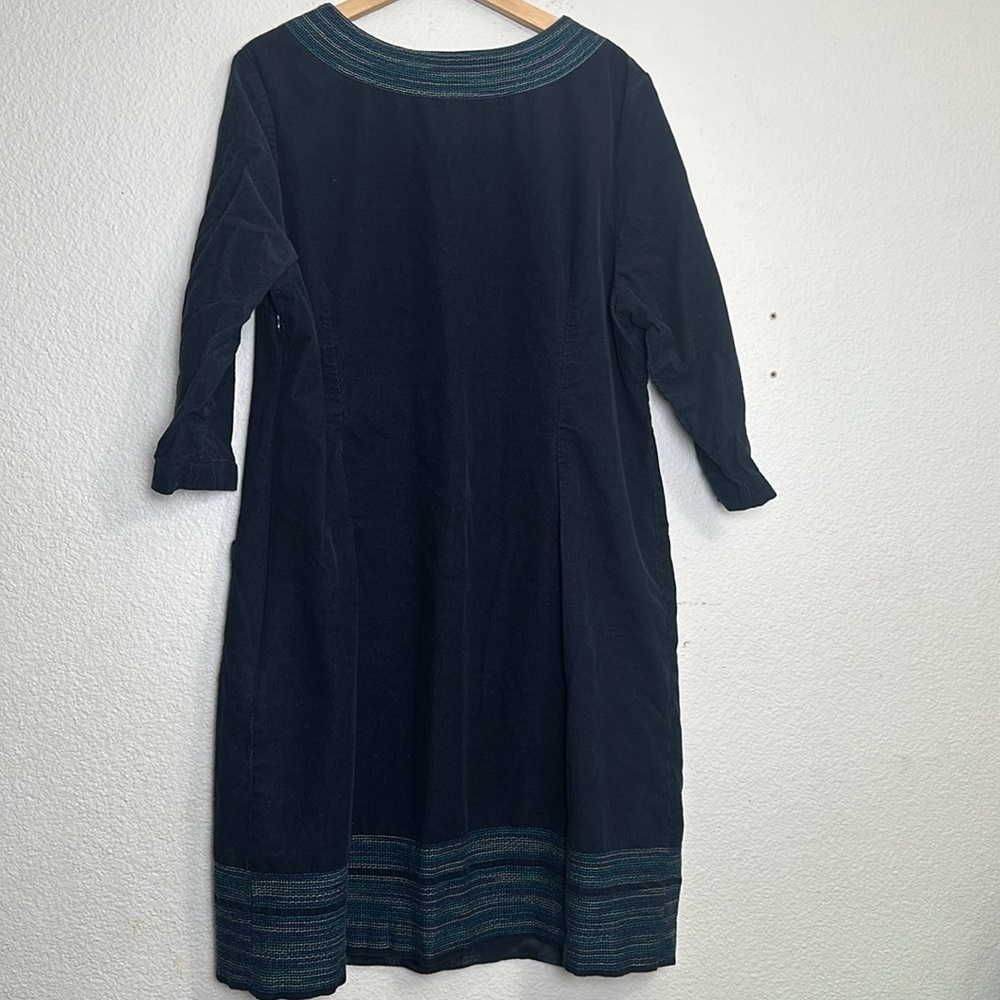 Boden Women’s Size 18L Navy Blue 3/4 Sleeve Midi Corduroy Dress - Picture 7 of 14